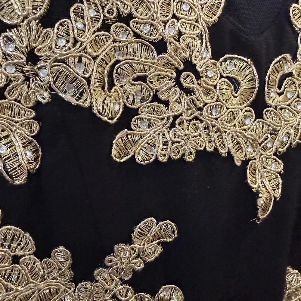 Rare Editions Black Dress with Gold Embellishments Girls Size 14 Formal Dance - Picture 3 of 10